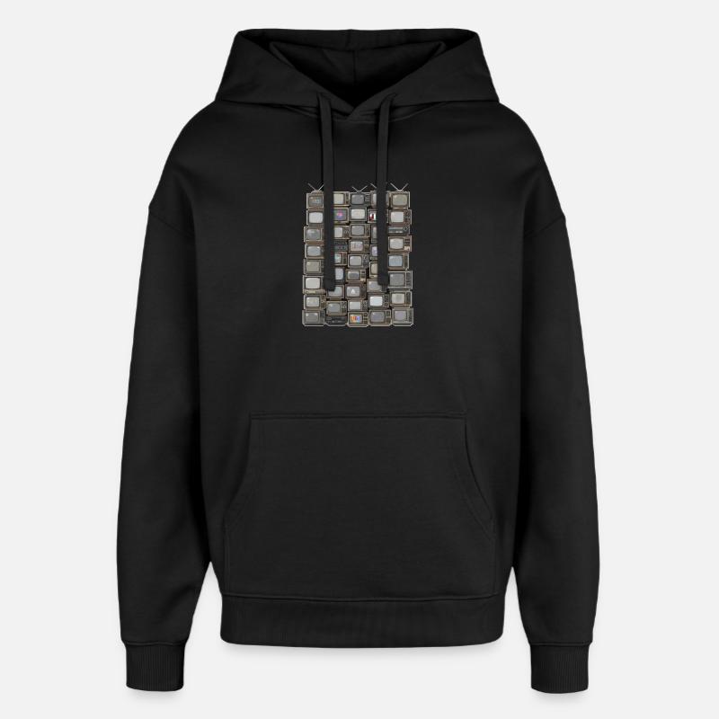 Collage de piles TV rétro - Sweat à capuche unisexe Stanley/Stella Oversized - noir
