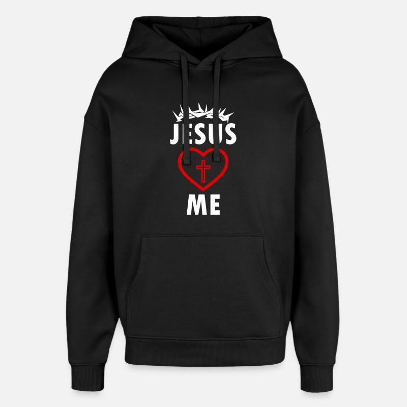 Jésus m’aime - Sweat à capuche unisexe Stanley/Stella Oversized - noir