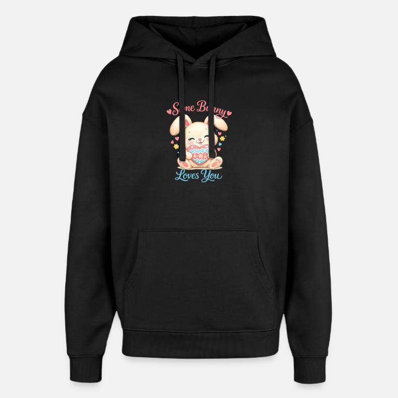 Un lapin t’aime - Sweat à capuche unisexe Stanley/Stella Oversized - noir