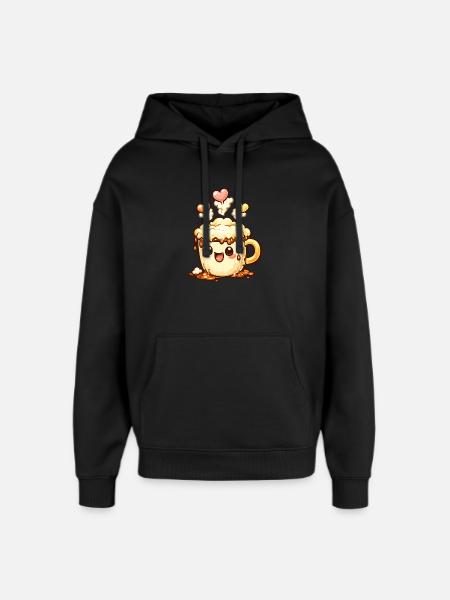 Coffee Smile Latte Mug Heart - Oversized Unisex Hoodie by Stanley/Stella - black