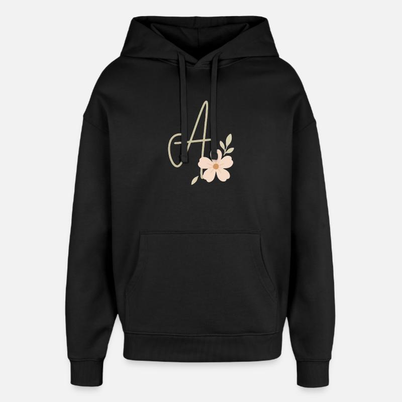 Monogram A Floral - Oversized Unisex Hoodie by Stanley/Stella - black