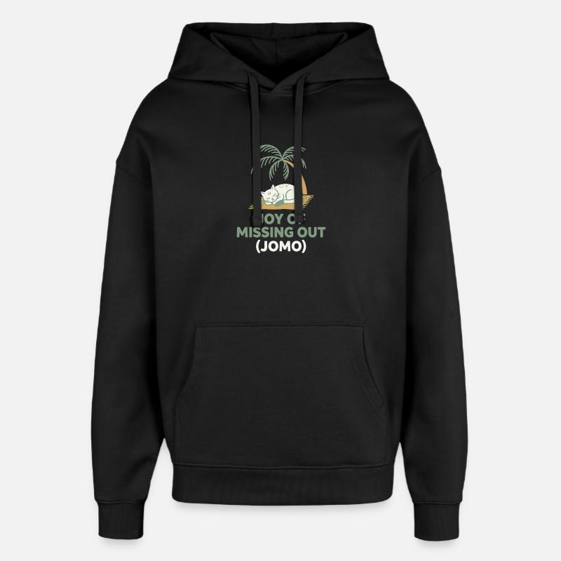 Cat JOMO - Sweat à capuche unisexe Stanley/Stella Oversized - noir