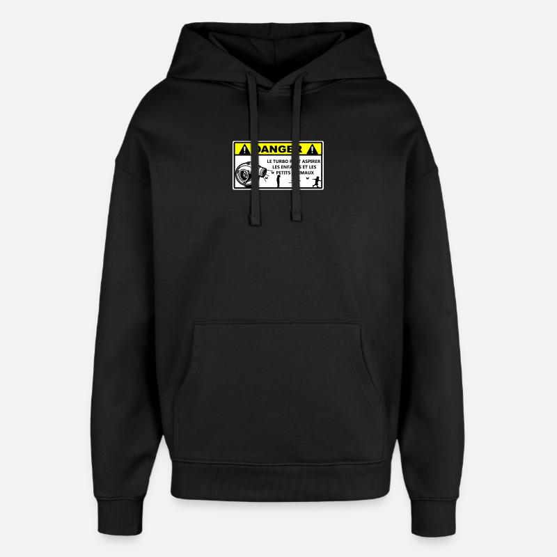 Attention  - Sweat à capuche unisexe Stanley/Stella Oversized - noir