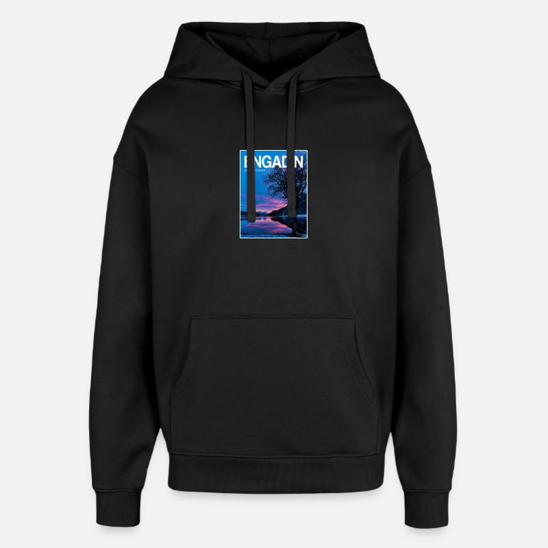 Engadin Seenlandschaft Abendlicht - Oversized Unisex Hoodie von Stanley/Stella - Schwarz
