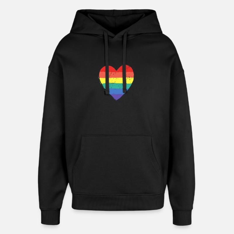 Rainbow Heart & Pride - Oversized Unisex Hoodie von Stanley/Stella - Schwarz