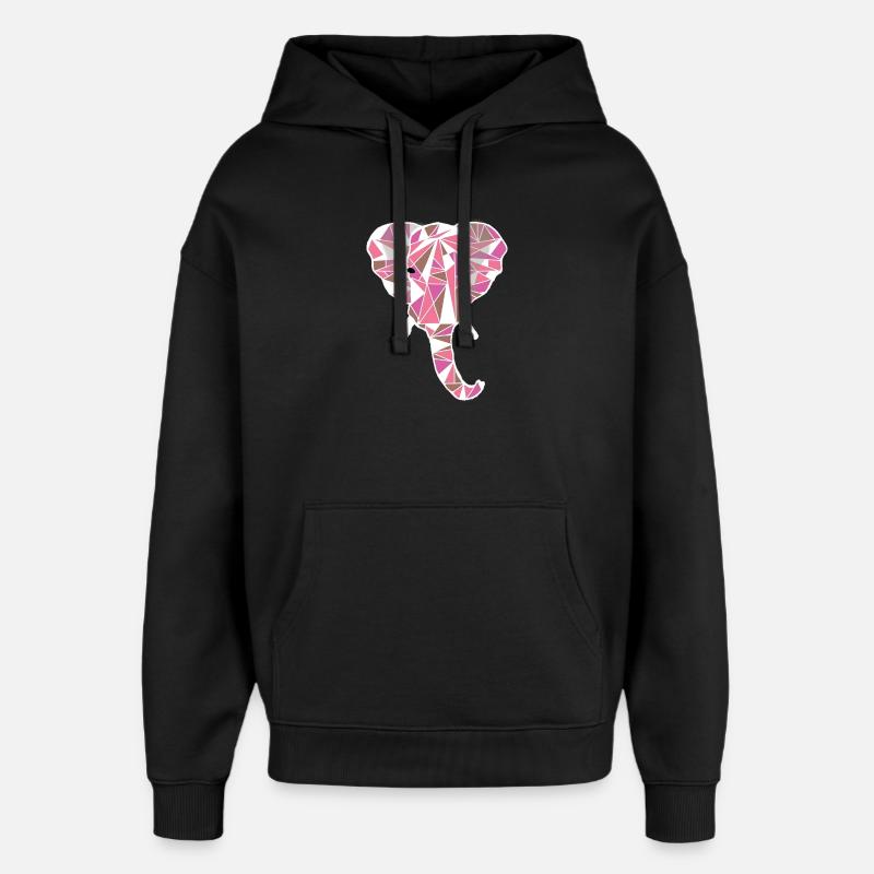 tête d’éléphant rose - Sweat à capuche unisexe Stanley/Stella Oversized - noir