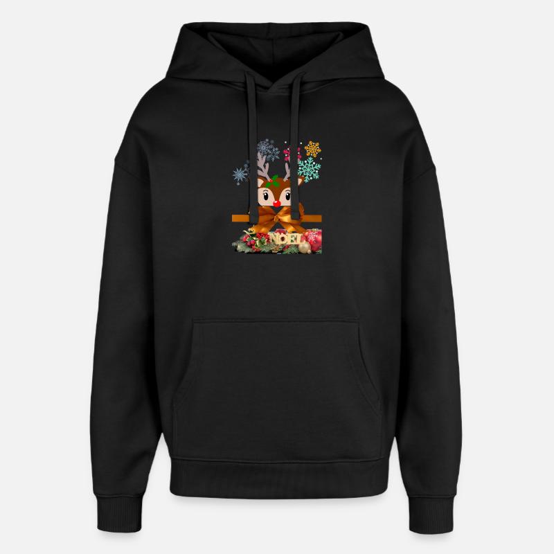 Renne de Noël enjoué - Sweat à capuche unisexe Stanley/Stella Oversized - noir