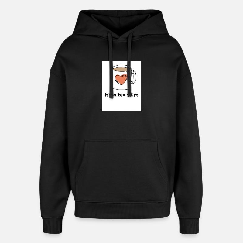 Herz Kaffeebecher Tee Shirt Design - Oversized Unisex Hoodie von Stanley/Stella - Schwarz