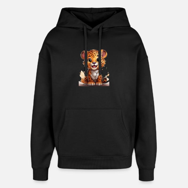 Motif guépard ludique pour enfants - Sweat à capuche unisexe Stanley/Stella Oversized - noir