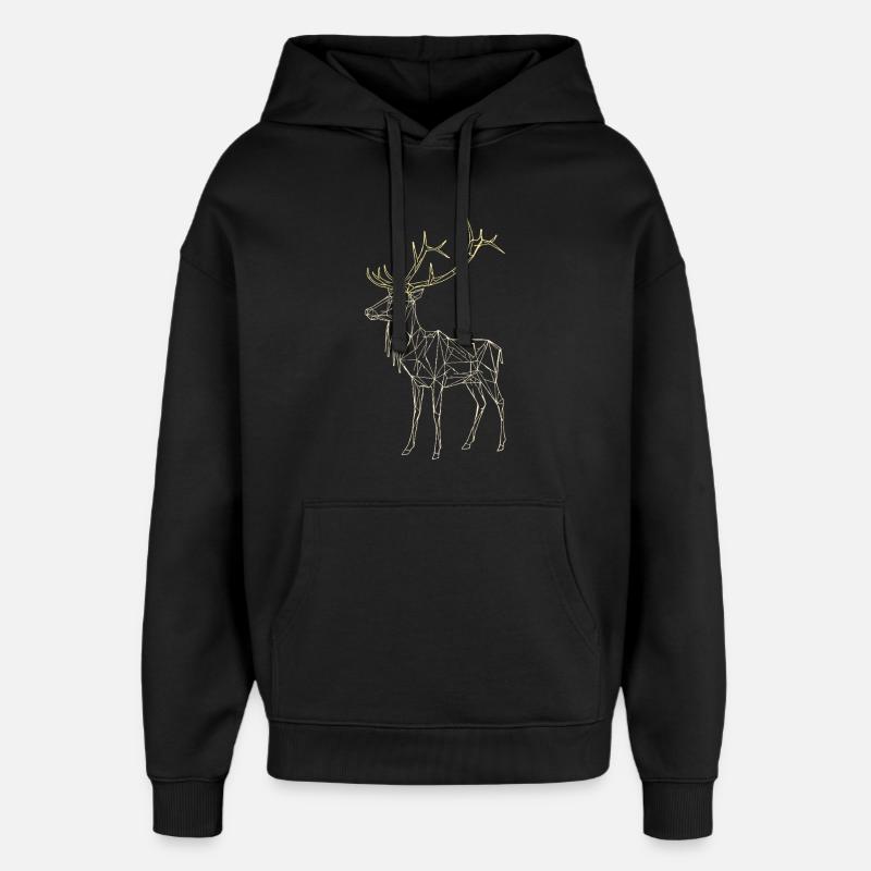 Cerf polygonal - Hiver géométrique - Sweat à capuche unisexe Stanley/Stella Oversized - noir