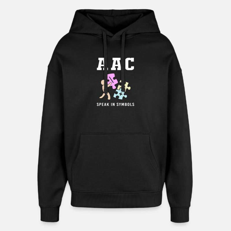 Communication AAC Langue des signes SLP - Sweat à capuche unisexe Stanley/Stella Oversized - noir