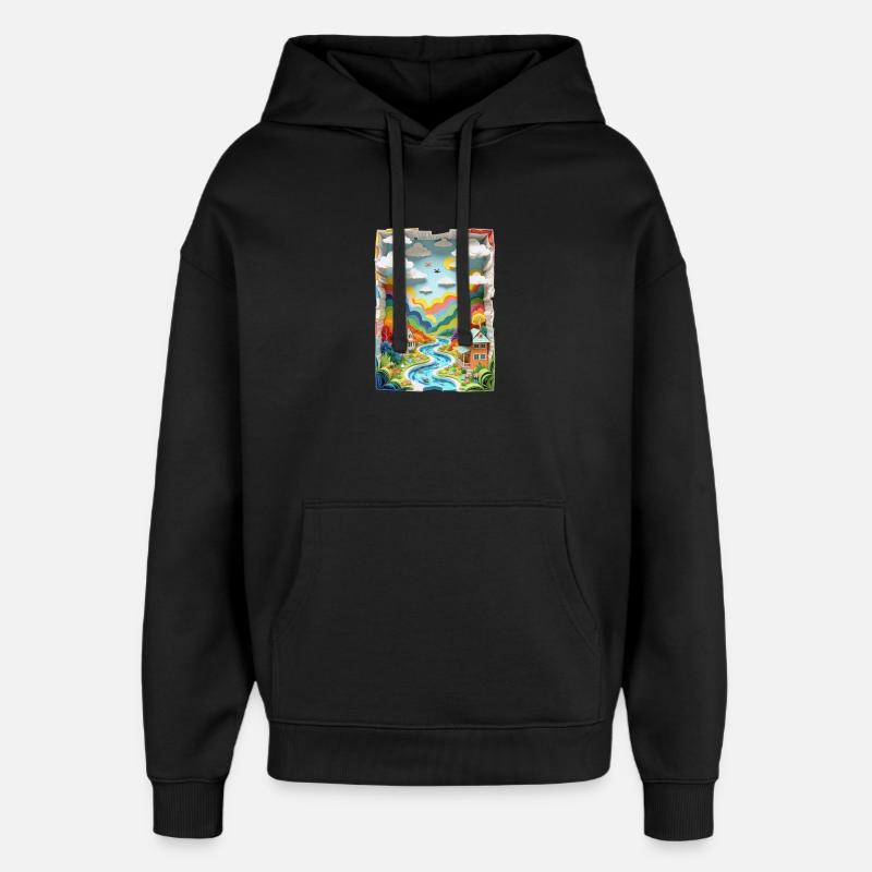 Ville faite de papier - Sweat à capuche unisexe Stanley/Stella Oversized - noir