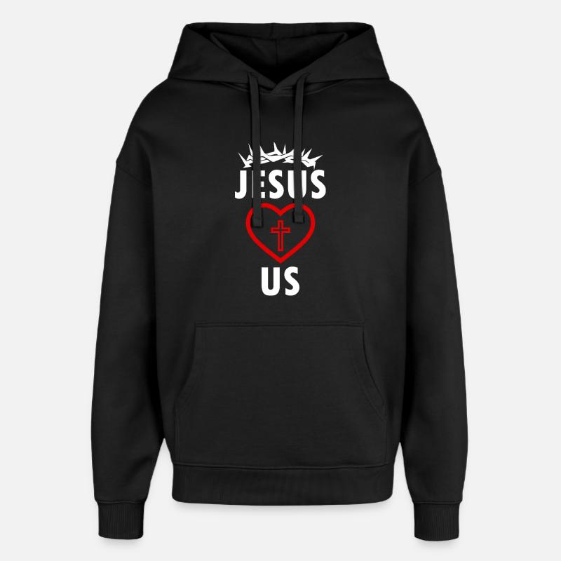 JÉSUS NOUS AIME - Sweat à capuche unisexe Stanley/Stella Oversized - noir