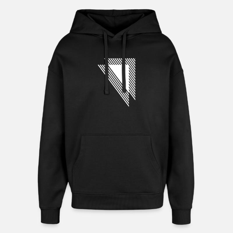 Triangles géométriques Grille monochrome diagonale - Sweat à capuche unisexe Stanley/Stella Oversized - noir