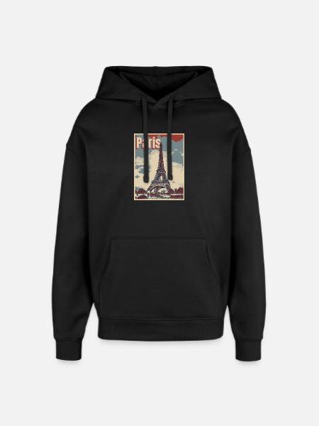 Paris Ville de l’amour - Sweat à capuche unisexe Stanley/Stella Oversized - noir