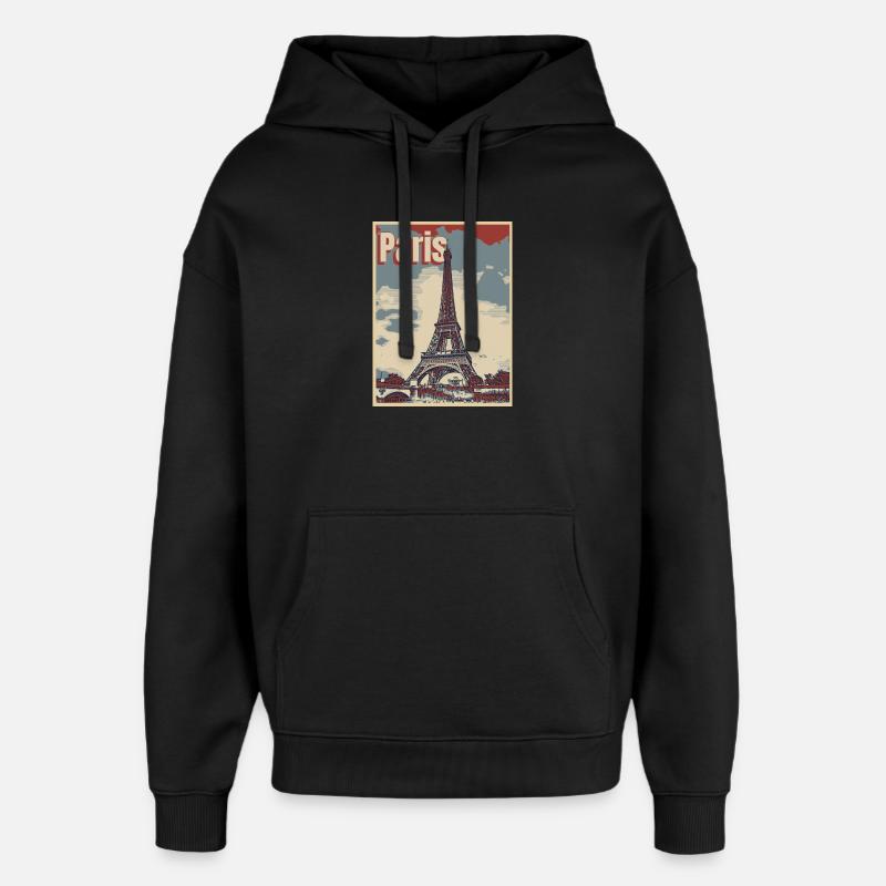 Paris Ville de l’amour - Sweat à capuche unisexe Stanley/Stella Oversized - noir