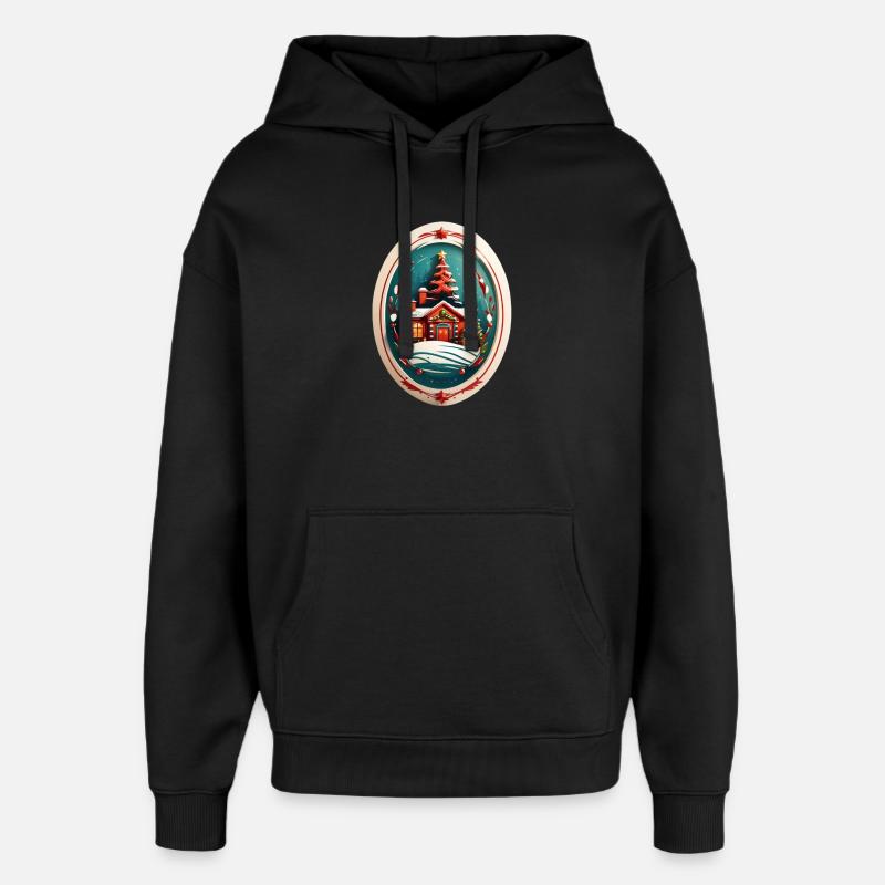 Cabane de Noël - Sweat à capuche unisexe Stanley/Stella Oversized - noir
