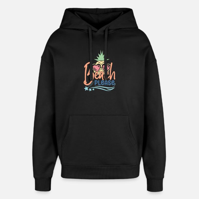 Plage s’il vous plaît - Sweat à capuche unisexe Stanley/Stella Oversized - noir