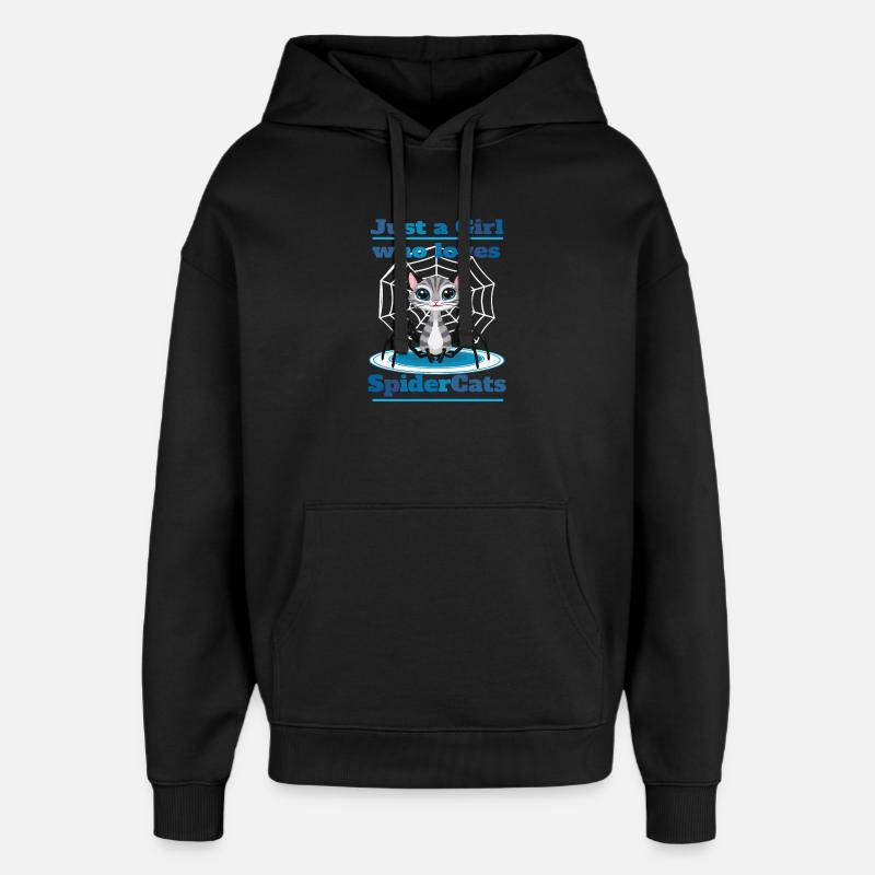 Chat araignées mignonnes - Sweat à capuche unisexe Stanley/Stella Oversized - noir