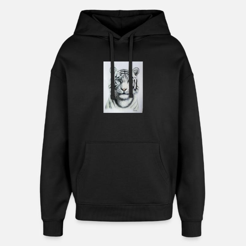 Tigre blanc - Tigre Weisser - Sweat à capuche unisexe Stanley/Stella Oversized - noir
