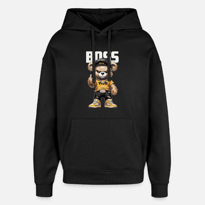 BAAS Bear - Streetwear Teddy Beer Design - Sweat à capuche unisexe Stanley/Stella Oversized - noir