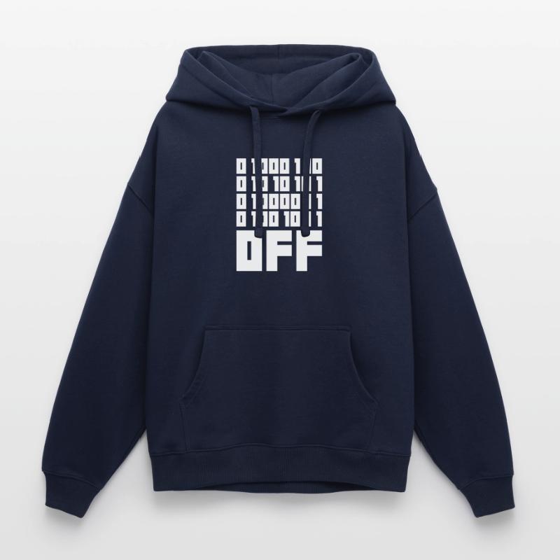 Binary Code F**k OFF – Nerd Humor & Geek Code Oversized Unisex Hoodie by Stanley/Stella