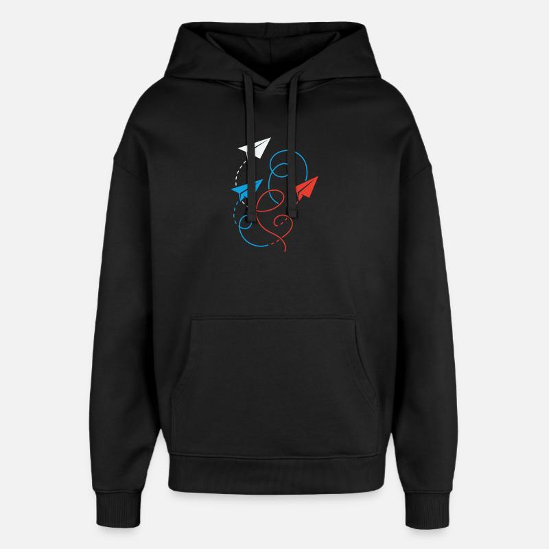 avion en papier - Sweat à capuche unisexe Stanley/Stella Oversized - noir