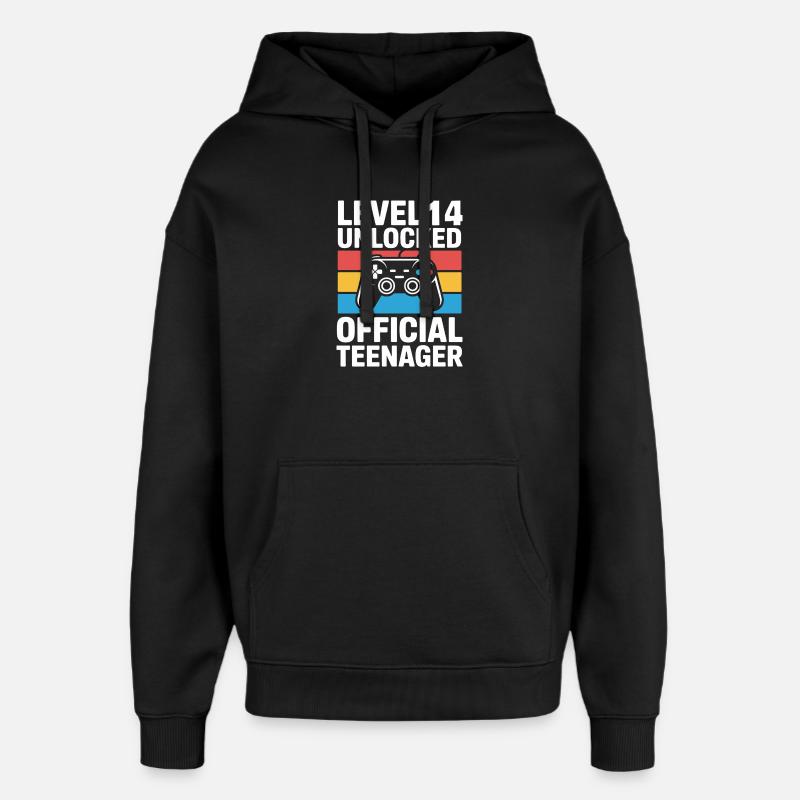 Niveau 14 Adolescent officiel débloqué - Sweat à capuche unisexe Stanley/Stella Oversized - noir