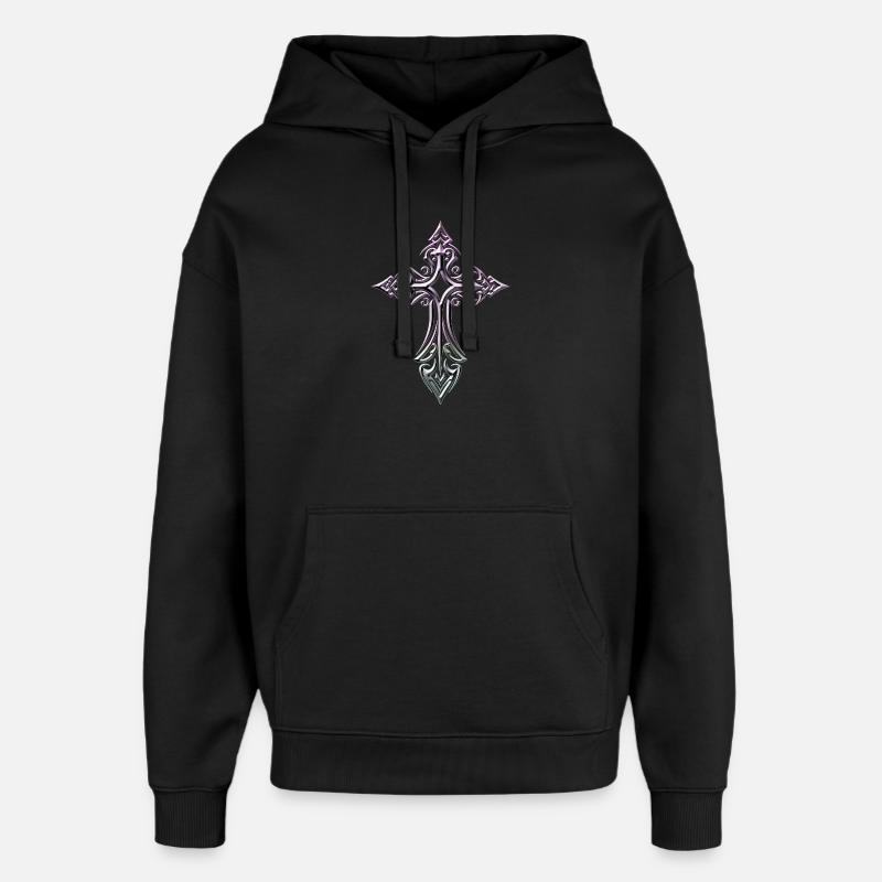Croix en dégradé ornée - Sweat à capuche unisexe Stanley/Stella Oversized - noir