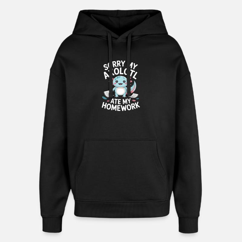 Axolotl Homework Excuse - Oversized Unisex Hoodie by Stanley/Stella - black