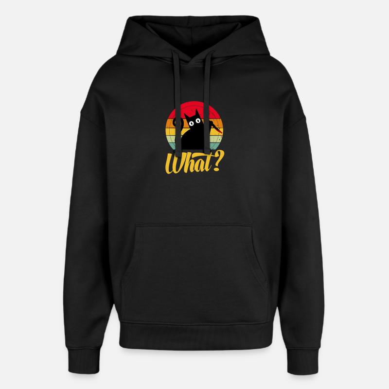 Cat With Knife Funny Gift Idea - Oversized Unisex Hoodie by Stanley/Stella - black