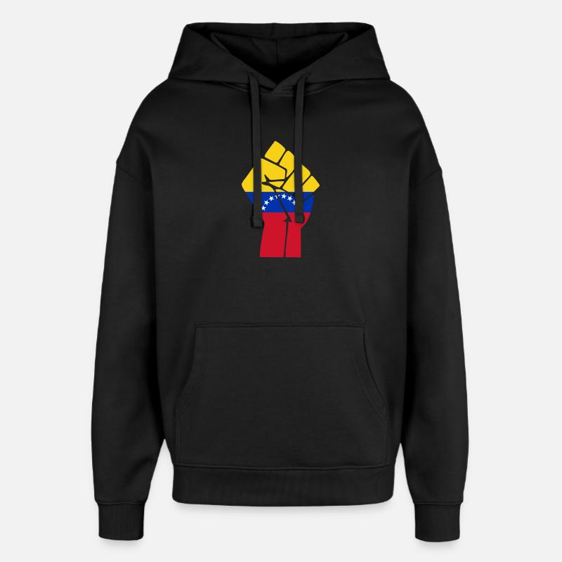 Drapeau du Poing du Venezuela - Sweat à capuche unisexe Stanley/Stella Oversized - noir