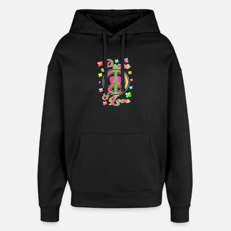 Paix et Amour - Sweat à capuche unisexe Stanley/Stella Oversized - noir