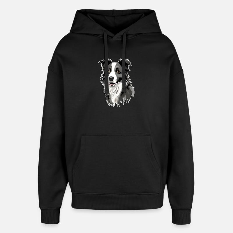 chien border collie - Sweat à capuche unisexe Stanley/Stella Oversized - noir