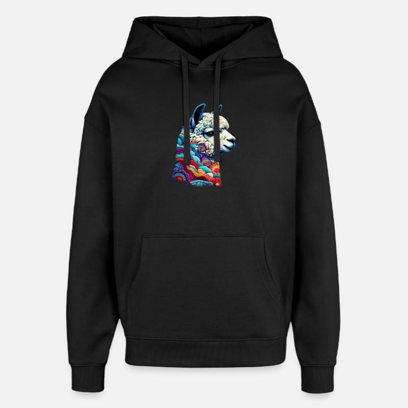 Alpaca - Oversized Unisex Hoodie by Stanley/Stella - black