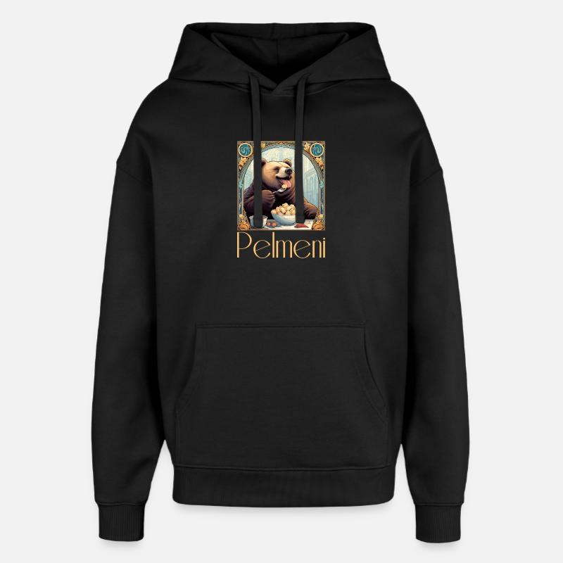 Ours Pelmeni Cadeau Russe - Sweat à capuche unisexe Stanley/Stella Oversized - noir
