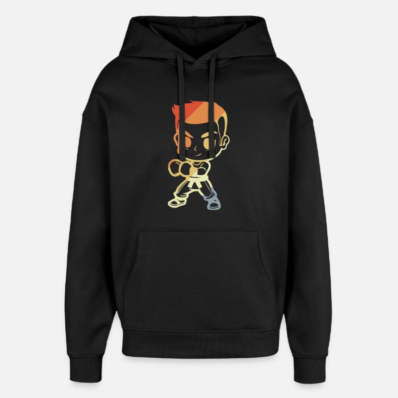 Kickboxer garçon dessin animé - Sweat à capuche unisexe Stanley/Stella Oversized - noir