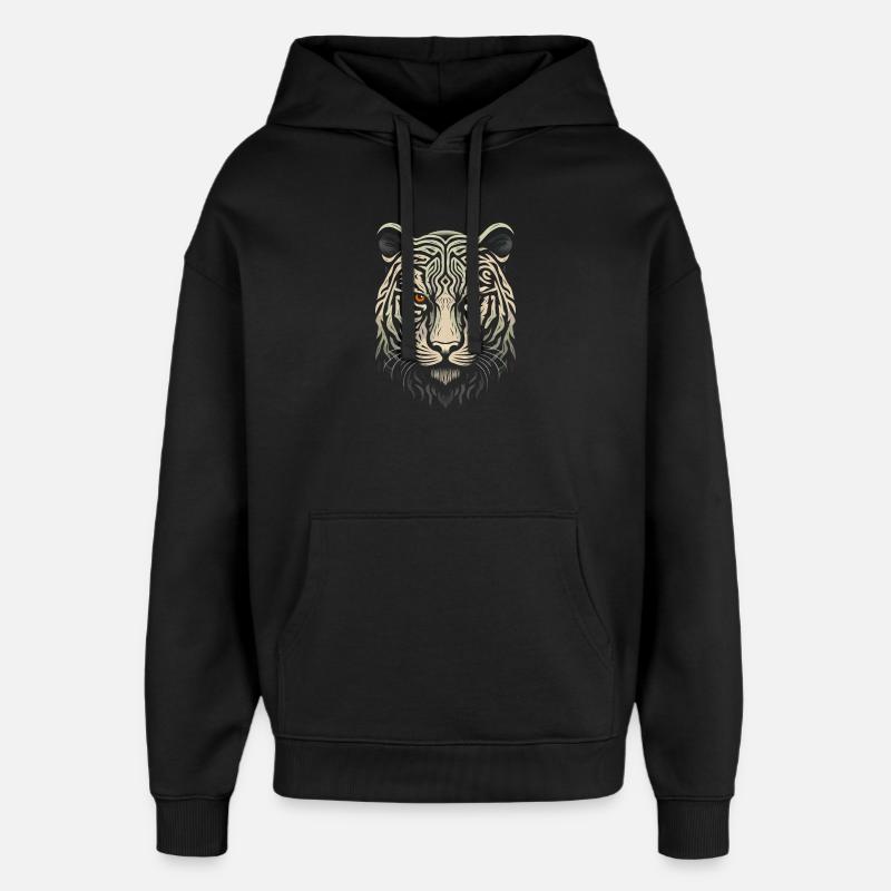 Tête de tigre blanc - Sweat à capuche unisexe Stanley/Stella Oversized - noir