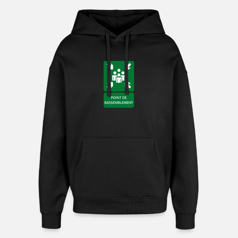 panneau point de rassemblement, signalétique - Sweat à capuche unisexe Stanley/Stella Oversized - noir