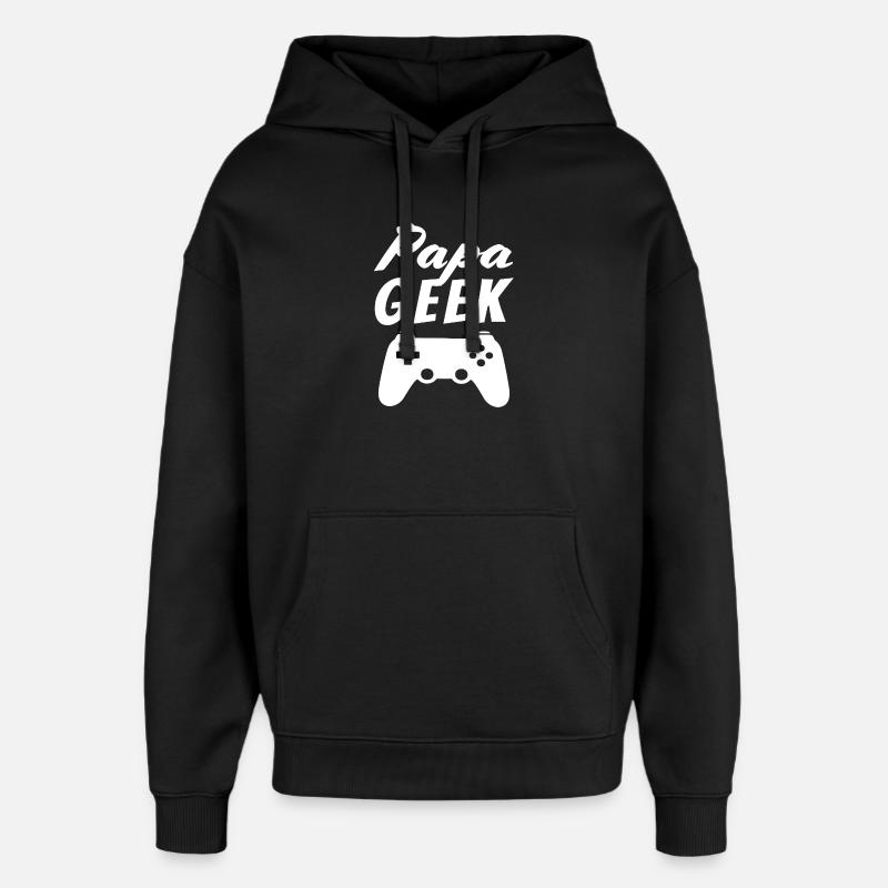Papa Geek - Sweat à capuche unisexe Stanley/Stella Oversized - noir