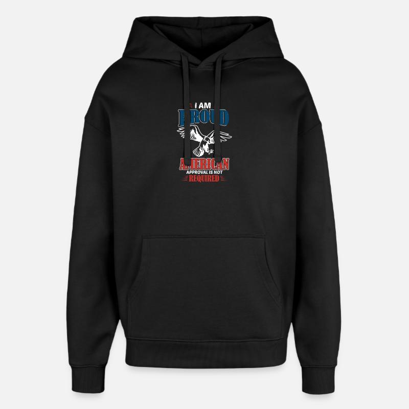 Proud American design with eagle - Oversized Unisex Hoodie by Stanley/Stella - black