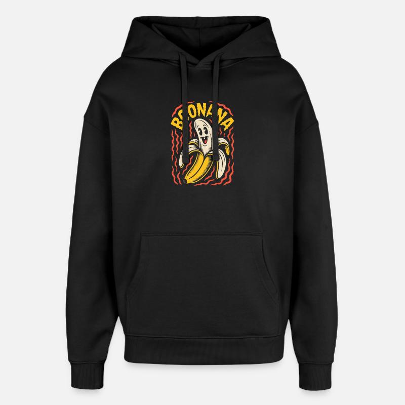 Drôle Boonana Ghost Banana - Sweat à capuche unisexe Stanley/Stella Oversized - noir
