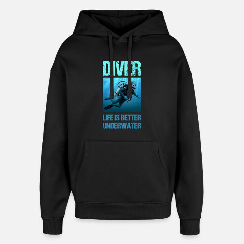 Diver life is better underwater - Oversized Unisex Hoodie by Stanley/Stella - black