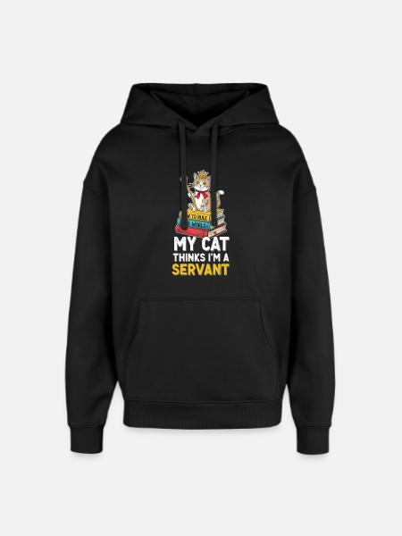 Kitten Crown Ruler Motif - Oversized Unisex Hoodie by Stanley/Stella - black