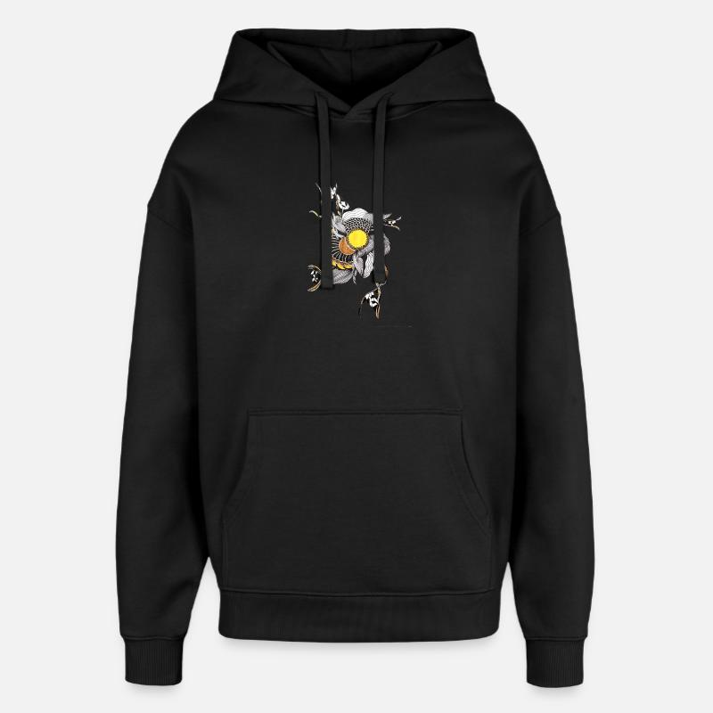Handgezeichnete Blume Gelbe Mitte - Oversized Unisex Hoodie von Stanley/Stella - Schwarz