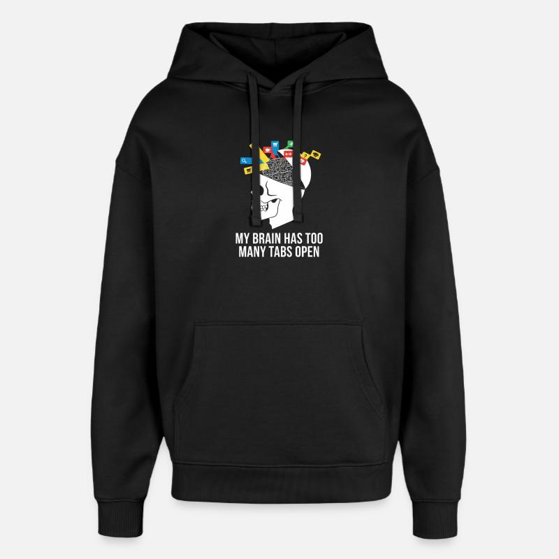 Onglets Ouvrir Crâne Cerveau Mème - Sweat à capuche unisexe Stanley/Stella Oversized - noir