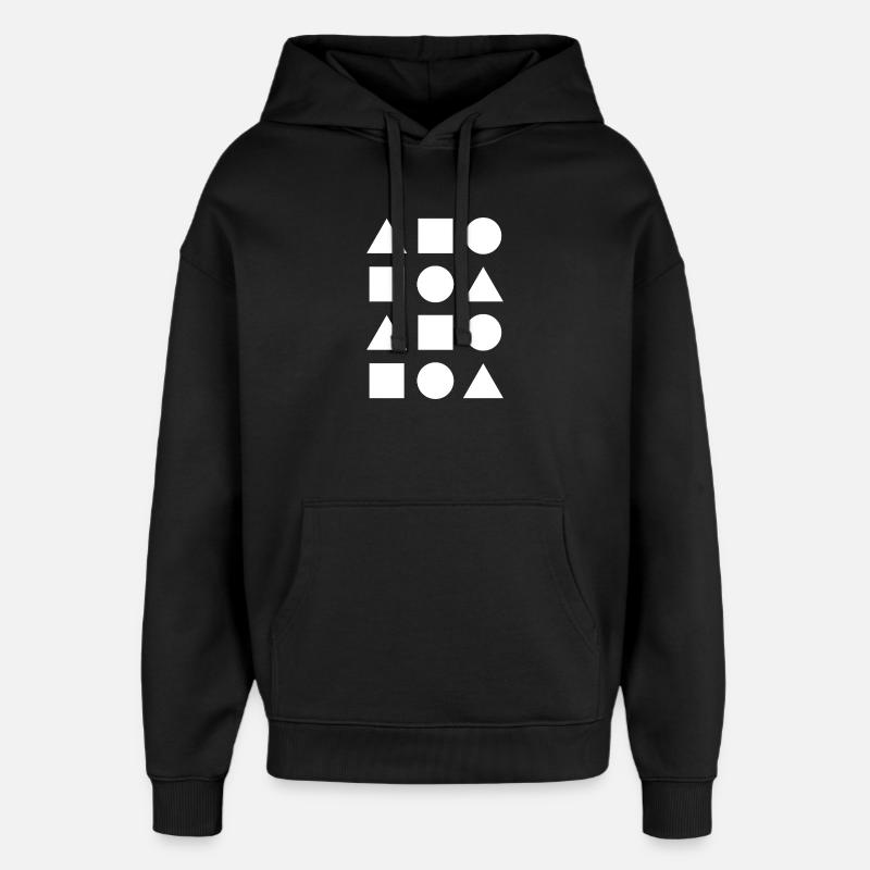 Grille géométrique de formes - Sweat à capuche unisexe Stanley/Stella Oversized - noir