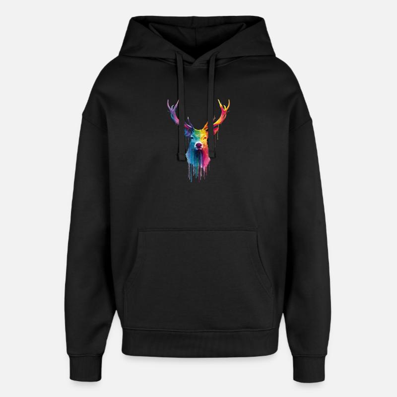 Cerfs, cerfs - Sweat à capuche unisexe Stanley/Stella Oversized - noir