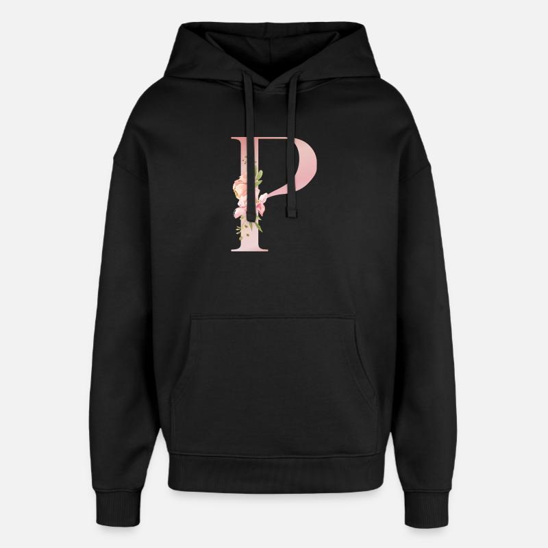 P Fleuri Pastel - Sweat à capuche unisexe Stanley/Stella Oversized - noir
