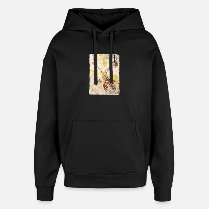 Giraffe Amid Neon Transit - Oversized Unisex Hoodie by Stanley/Stella - black
